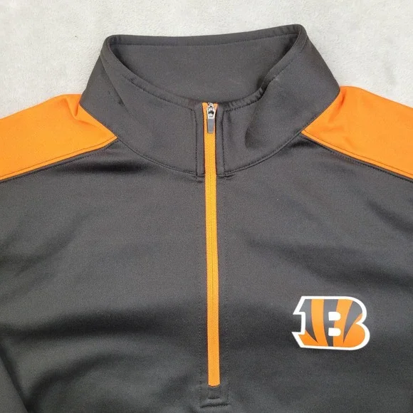 Cincinnati Bengals Pullover Mens Small Black Orange NFL Team Quarter Zip Sweater - Picture 2 of 8